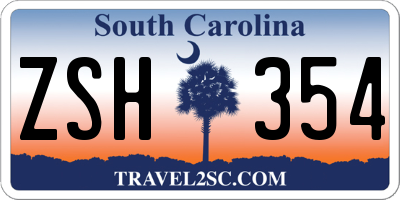 SC license plate ZSH354