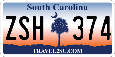 SC license plate ZSH374