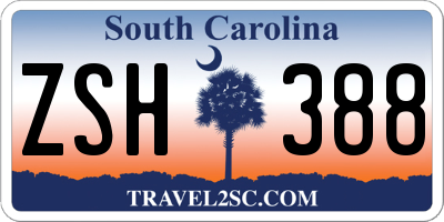 SC license plate ZSH388