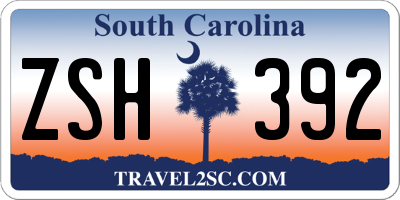 SC license plate ZSH392