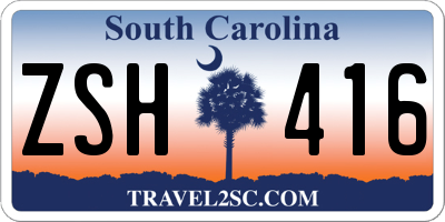 SC license plate ZSH416