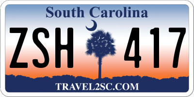 SC license plate ZSH417