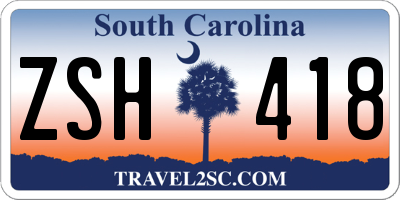 SC license plate ZSH418