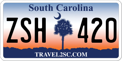 SC license plate ZSH420