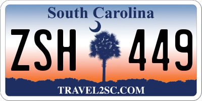 SC license plate ZSH449