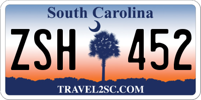 SC license plate ZSH452