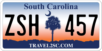 SC license plate ZSH457