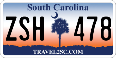 SC license plate ZSH478