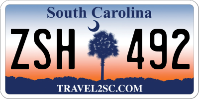SC license plate ZSH492