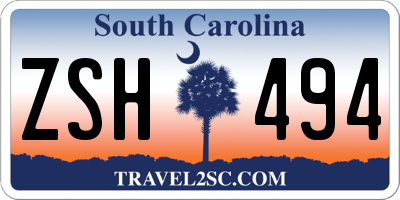 SC license plate ZSH494