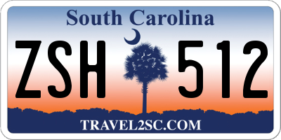 SC license plate ZSH512