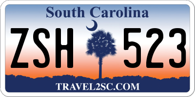 SC license plate ZSH523