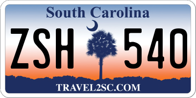 SC license plate ZSH540