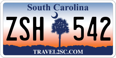 SC license plate ZSH542