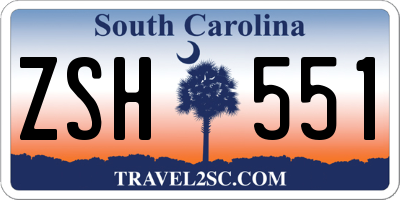 SC license plate ZSH551