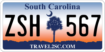 SC license plate ZSH567