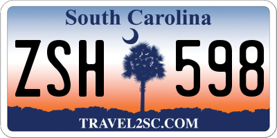 SC license plate ZSH598