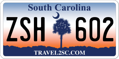 SC license plate ZSH602