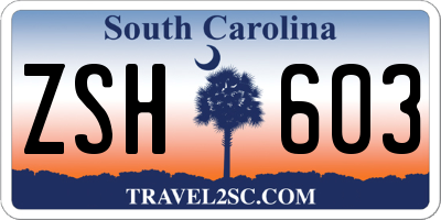 SC license plate ZSH603