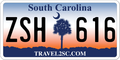 SC license plate ZSH616