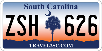SC license plate ZSH626