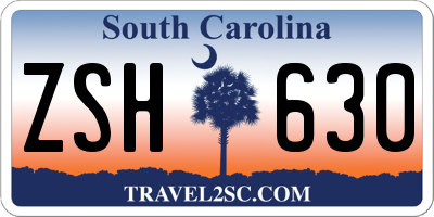 SC license plate ZSH630