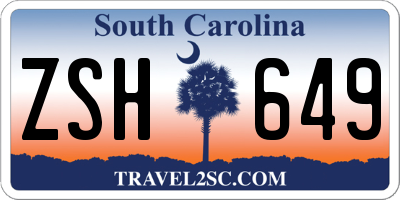 SC license plate ZSH649