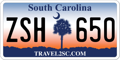 SC license plate ZSH650