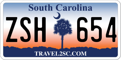 SC license plate ZSH654