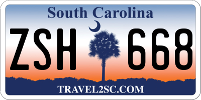 SC license plate ZSH668