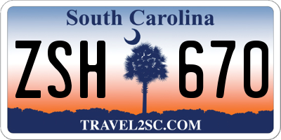 SC license plate ZSH670