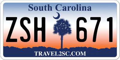 SC license plate ZSH671