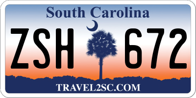 SC license plate ZSH672