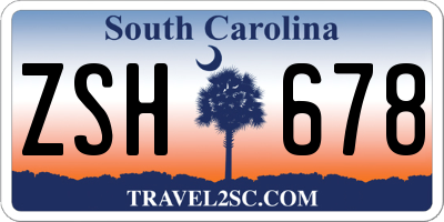 SC license plate ZSH678