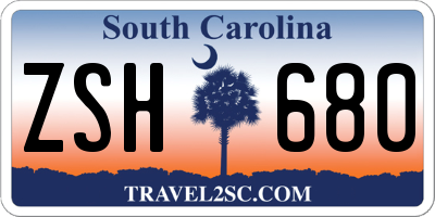 SC license plate ZSH680
