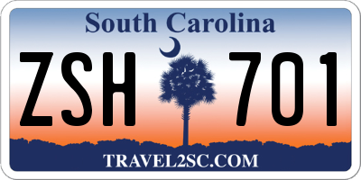 SC license plate ZSH701