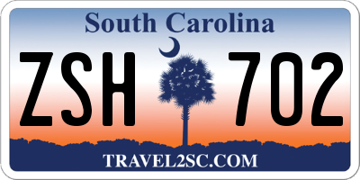 SC license plate ZSH702