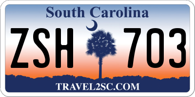 SC license plate ZSH703