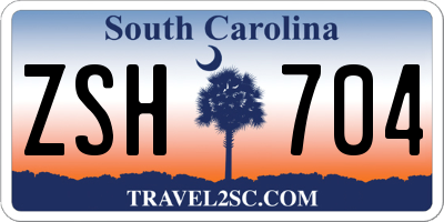 SC license plate ZSH704