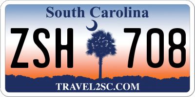 SC license plate ZSH708
