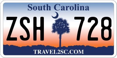 SC license plate ZSH728