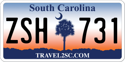 SC license plate ZSH731