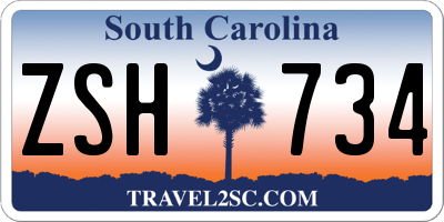 SC license plate ZSH734