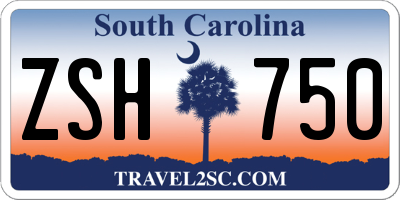 SC license plate ZSH750