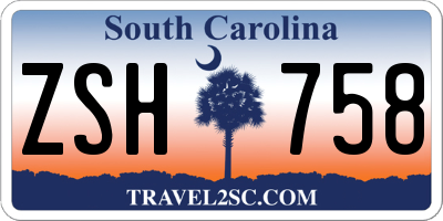 SC license plate ZSH758