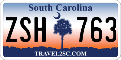 SC license plate ZSH763