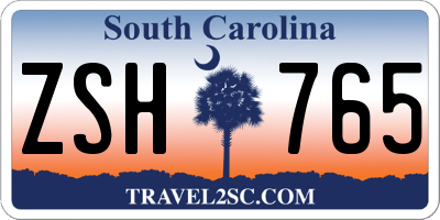 SC license plate ZSH765