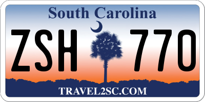 SC license plate ZSH770