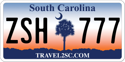 SC license plate ZSH777