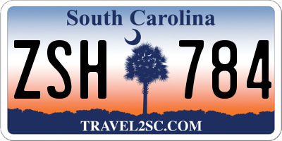 SC license plate ZSH784